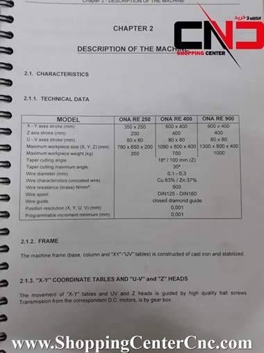 سی ان سی وایرکات پنج محور ONA RE 400 ساخت اسپانیا